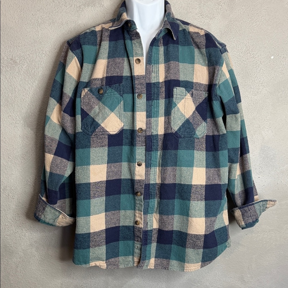 Plaid Flannel Shirt in Green and Blue